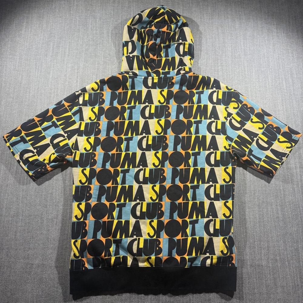 Puma Hoodie Mens Medium Multicolor Short Sleeve 1/4 Zip Pullover Sport Club - Picture 7 of 8